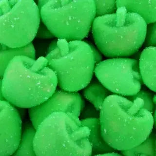 Manzanas tiernas y planas de color verde